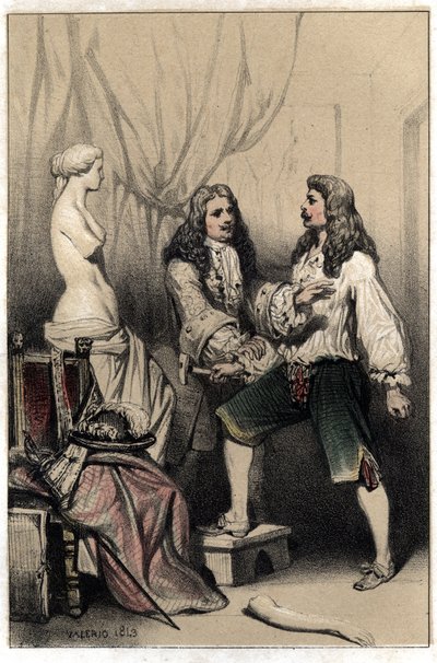 Francouzský sochař Pierre Puget (1620-1694) byl zadržen, aby rozbil svou Venuši na základě průměrného návrhu navrženého jeho sponzorem Deska převzatá z rytiny „Scenes de la vie d