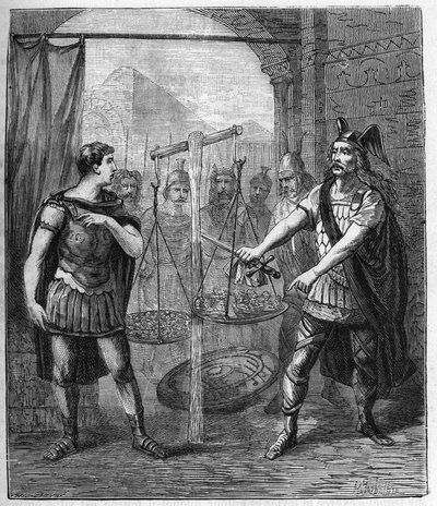 Vůdce galské armády Brennos (Brennus) poráží Římany a vyhlašuje „“Vae Victis““ (Běda poraženým), Galové po dobytí Říma požadovali výkupné – Brennus vůdce galského kmene Senonů vyslovuje osudnou Vae oběť od French School
