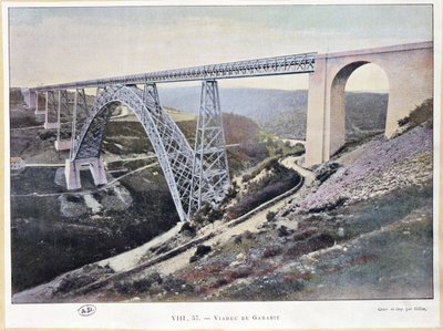 Viadukt Garabit, postavený v letech 1882-84, tiskl Gillot (barevné foto) od French School