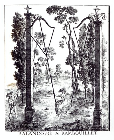 Zahradní houpačka v Rambouillet, z Details des Nouveaux Jardins a la Mode od George Louise le Rouge, vydáno 1775-78 od French School