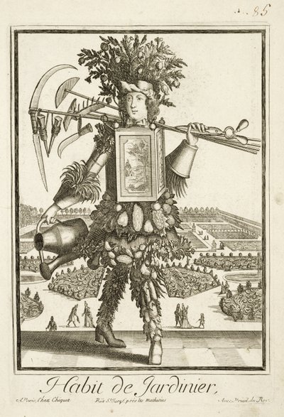Kostým zahradníků, ilustrace z Dictionnaire des Sciences od Denise Diderota (1713-84) vydaného kolem roku 1770 od French School