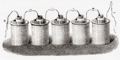 The Grove cell, z Les Merveilles de la Science, pub.1870. od French School