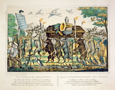 The Hunters Procession, cca 1850 (ručně kolorované lito) od French School