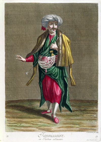 Janičář, ze sbírky tisků kostýmů z Levanty, vyryl Philippe Simonneau (1685-c.1753) 1707-08 od French School