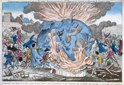 Ubohé spálení aerostatu Mioloan a Janinet, 11. července 1784 od French School