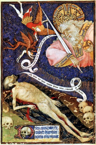 Poslední soud, ilustrace z Les Grandes Heures de Rohan, 1430 od French School