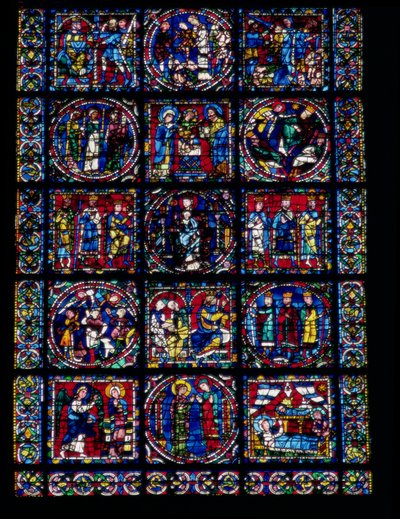 Život Kristův, cyklus Nového zákona, spodní polovina okna, c.1145-50 od French School