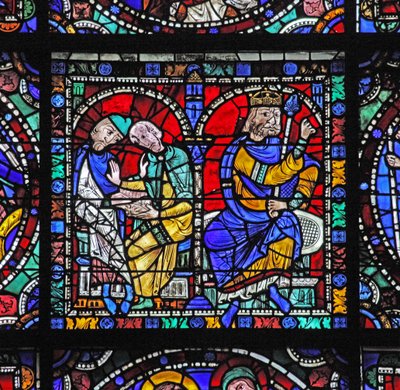 Okno Život Krista: Herodes se radí se svými věštci (w50) od French School