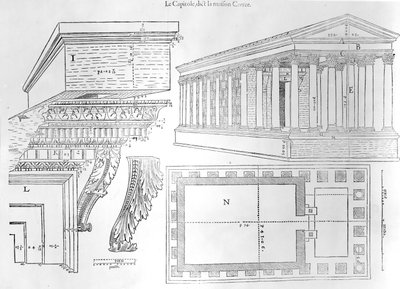 Maison Carree, ilustrace z Discours historial de lantique et llustrious cite de Nismes od Jean Poldo dAlbenas, vydané v roce 1560 od French School