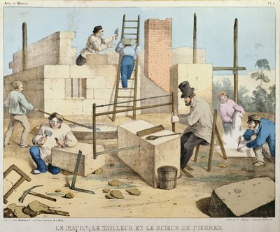 The Mason, The Stone Cutter and Stone Sawyer, c.1860 od French School
