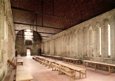 The Monks Refectory, vnitřní pohled na opatství, 1217 od French School