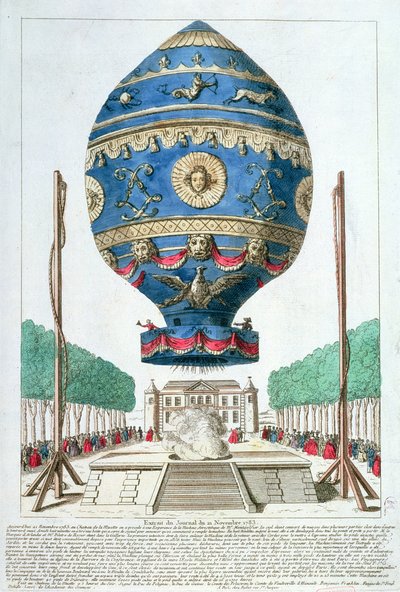 Balónový experiment bratří Montgolfierů v Chateau de la Muette, 21. listopadu 1783 od French School