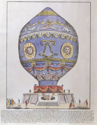 Balónový experiment bratří Montgolfierů v Chateau de la Muette, 21. listopadu 1783 od French School