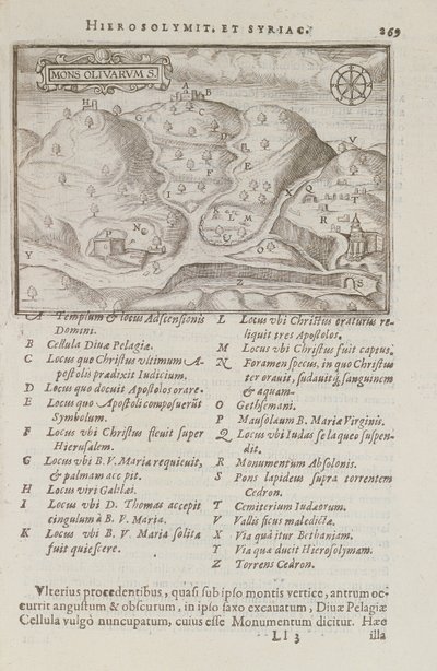Olivová hora, Jeruzalém, z Itinerarium Hierosolymitanum, J. Cotovico, 1619 od French School