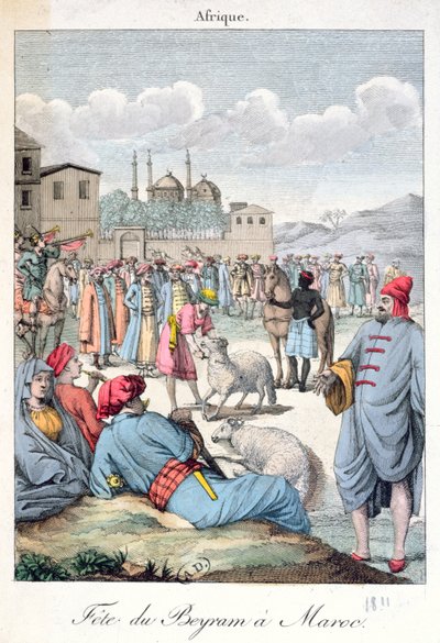 Muslimský festival Eid-el-Kabir v Maroku, 1811 od French School