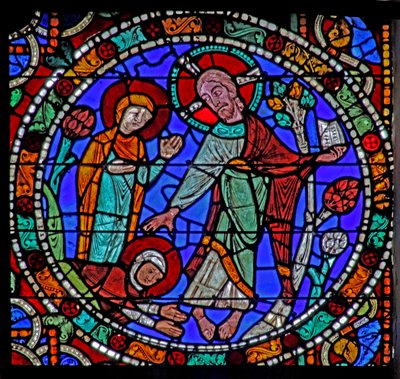 The Passion window: Resurrection - Appearance to Magdalene (w51) od French School