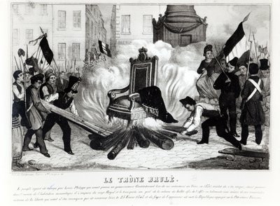 Lidé pálili trůn na Place de la Bastille, 1848 od French School
