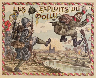 The Poilus Achievements, tlačí Němce za Rýn, obal deskové hry, cca 1914-15 od French School