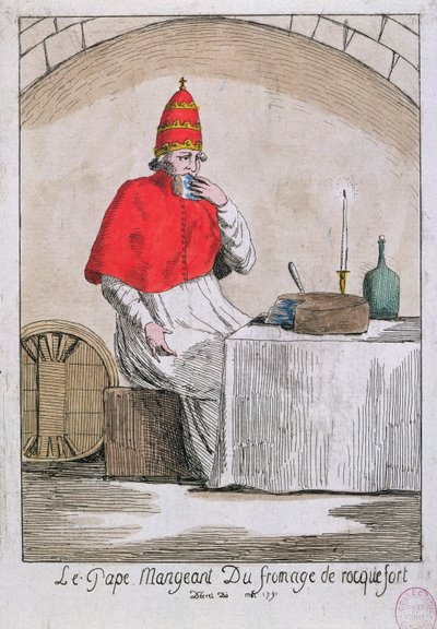 Papež pojídající sýr Roquefort, 1791 od French School