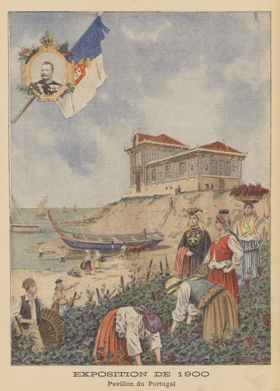 Portugalský pavilon na výstavě Universelle z roku 1900 v Paříži (barevné lito) od French School