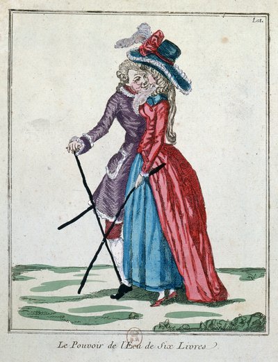 Síla stříbrné koruny šesti liber, konec 18. století (barevná rytina) od French School