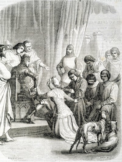 Anglická královna (Philippa de Hainaut) žádá svého manžela Edwarda III. za obyvatele Calais (epizoda 6 buržoazních z Calais) od French School