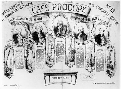 Znovuotevření kavárny Procope, 1872 od French School