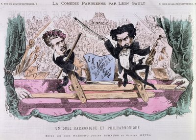 Rival skladatelé valčíků, Johann Strauss mladší (1825-99) a Olivier Metra (1830-89), kolem 1870 od French School