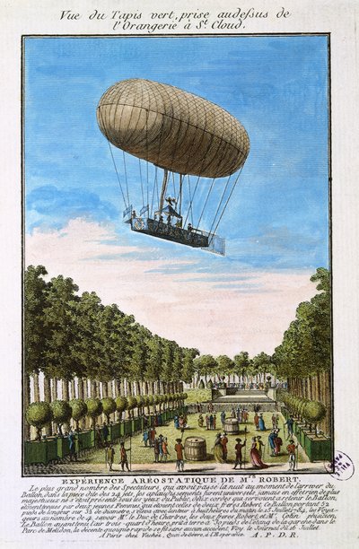 Vzducholoď Robert nad Saint Cloud, Paříž, 15. července 1784 od French School
