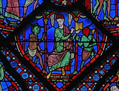 The St James Window: Almogines (Hermogines) vyvolává démony (w5) od French School