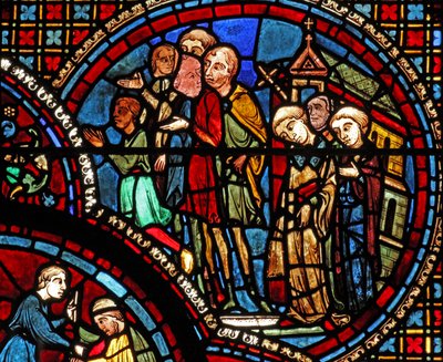 Okno svatého Lubina: průvod vychází z kostela (w45) od French School