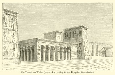Chrámy Philae, restaurované podle egyptské komise (rytina) od French School