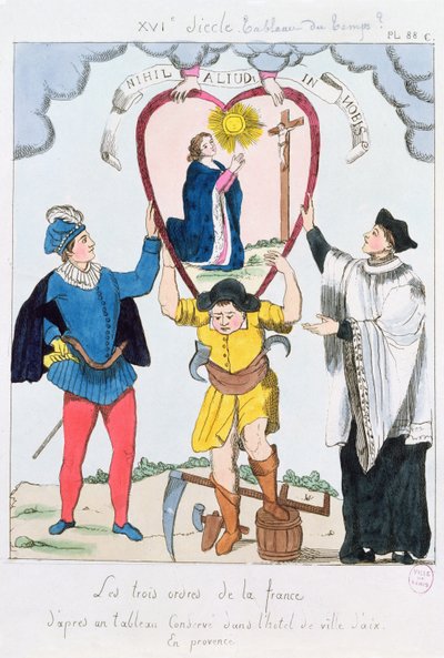 Tři řády Francie, 1789 (barevná rytina) od French School
