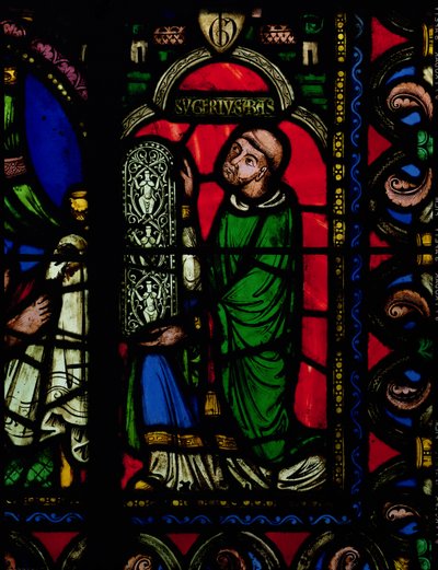 Okno Stromu Jesseho, detail zobrazující opata Sugera (asi 1081-1151), jak dává okno od French School