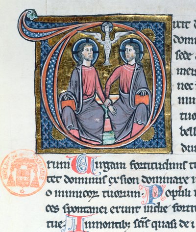 Trojice, iluminovaná iniciála z latinské bible od French School