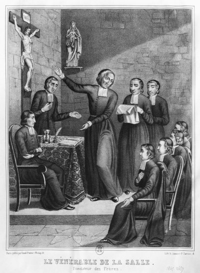 Ctihodný svatý Jan Baptist de La Salle (1651-1719) vyrytý H. Janninem a P. Sarrazinem, 1845 od French School