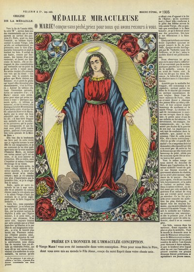 Panna Maria a zázračná medaile (barevná litografie) od French School