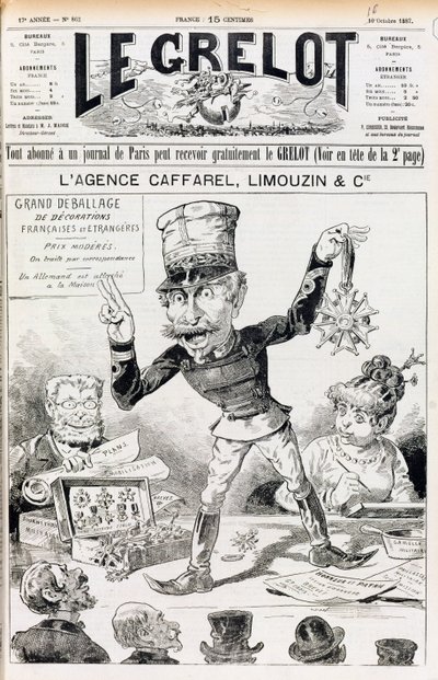 The Wilson Affair, přední obálka Le Grelot, 16. října 1887 od French School