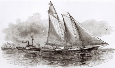 Yacht America se ujímá vedení v Cowes Regatě z roku 1851 z Le Monde Illustre, 1851 od French School