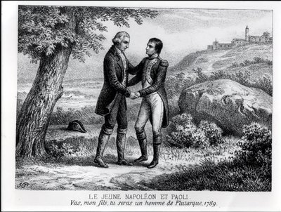Mladý Napoleon Bonaparte (1769-1821) se setkal s Pasqualem Paolim (1725-1807) v roce 1789, z knihy o Korsice od J.A. Galetti, Paříž, 1863 od French School