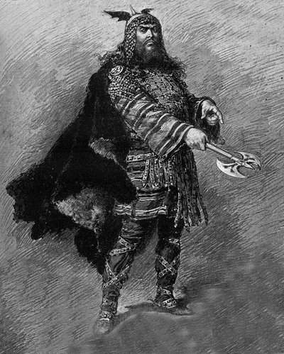 Herec Dumaine v roli „“ Attily “, drama o čtyřech jednáních a verších, od Etienna Charlese Henriho, vikomta de Bornier (1825-1901), zastoupeného v divadle de l