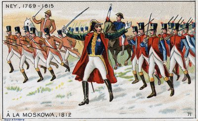 Armees Napoleona a generála Michela Neye (1769-1815) (Marechal Ney) připraveny vyhrát bitvu u Moskovy (také bitvu u Borodina) v Rusku od French School