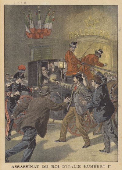 Atentát na italského krále Umberta I. (barevné lito) od French School