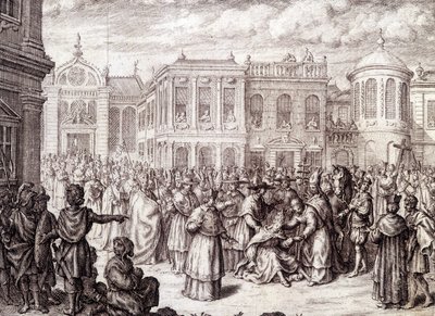 Zrození Papesse Jeanne - v „“Historie Papesse Jeanne““ od M. de Spanheim, Haag od French School