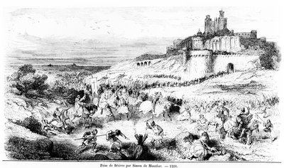 Zajetí Béziers Simonem de Montfort 22. července 1209 od French School
