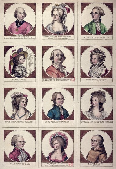 Hlavní postavy zapojené do Aféry Collier de la Reine 17856 od French School