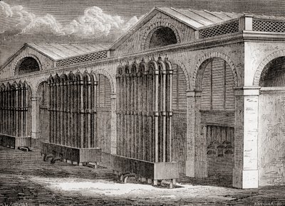 Kondenzátor uhelného plynu v La Villette, Paříž, Francie v 19. století, z „Les Merveilles de la Science“, vydáno kolem roku 1870 (rytina) od French School