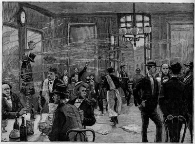 Chlapci s kávou v podniku na Rue Montmartre v Paříži, In „The Illustrious World““ 1886. od French School
