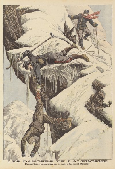 Nebezpečí alpinismu (barevná litografie) od French School