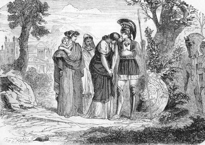 Rozloučení Hectora a Andromaque (rytina) 1864 od French School